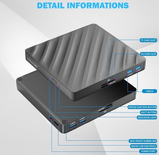 5 in 1 Blu-ray Drive USB 3.0 Type-C DVD Burner - photo 4