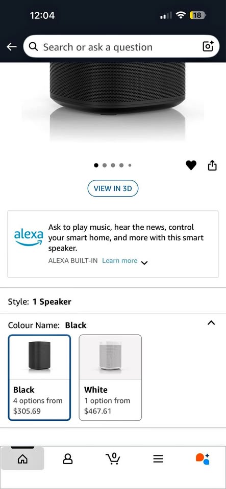 Sonos One - Voice Controlled Smart Speaker - Black