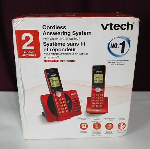 VTech CS6929-26 Cordless Phone System RED Answering Caller ID 2