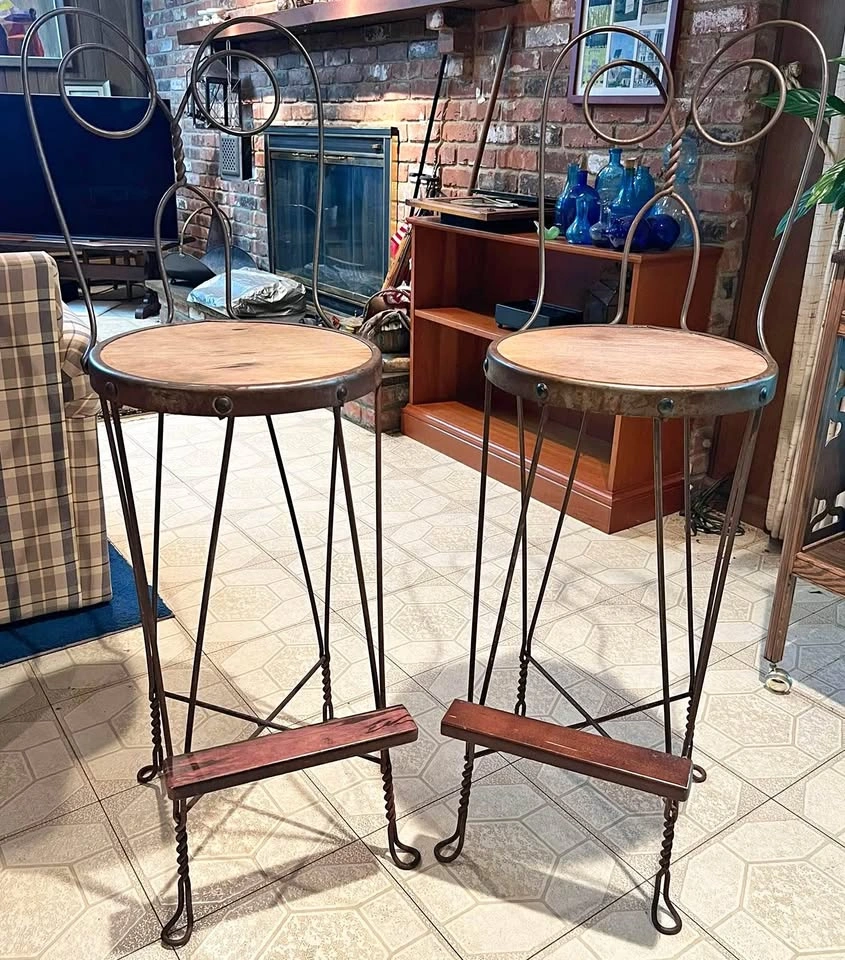 Vintage Ice Cream Parlor Bar Stools – Pair