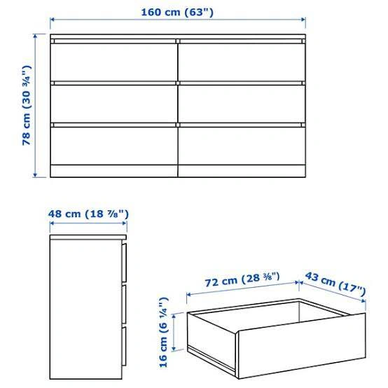 2x IKEA MALM 6-Drawer Dresser - photo 2
