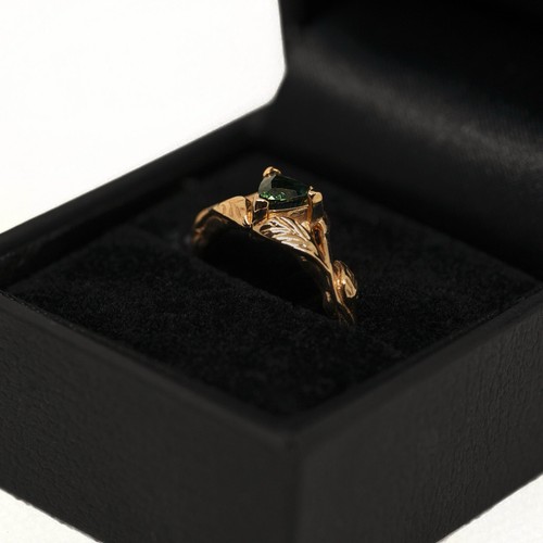 14k Gold Engagement Ring Natural Teal Sapphire Trillion Cut 6.5 - photo 2