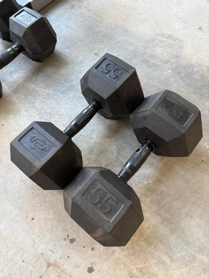 55lbs dumbbell lift weight gym pair - photo 2