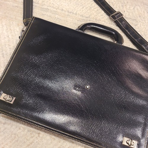 Montblanc Black Leather Briefcase Messenger Bag Vintage