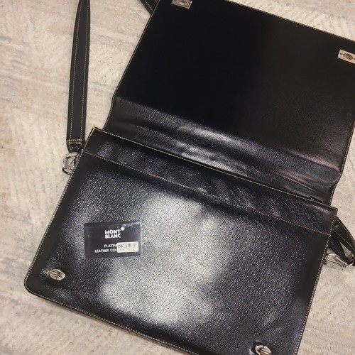Montblanc Black Leather Briefcase Messenger Bag Vintage - photo 2