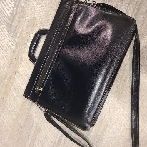 Montblanc Black Leather Briefcase Messenger Bag Vintage - photo 4