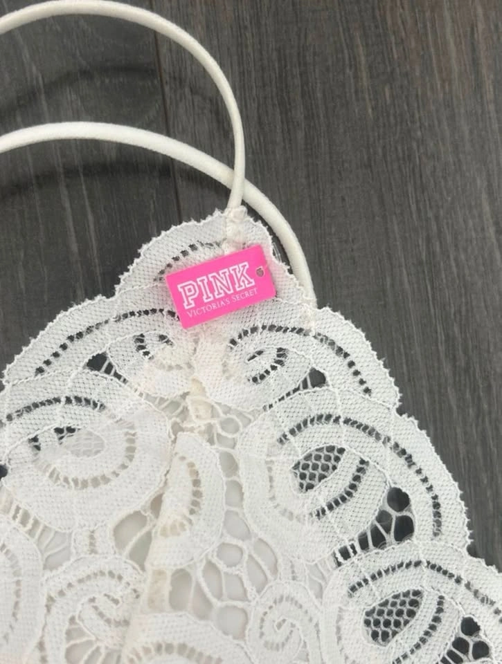 NTW PINK Victoria's Secret Cream Lace Strappy Bralette M - photo 2