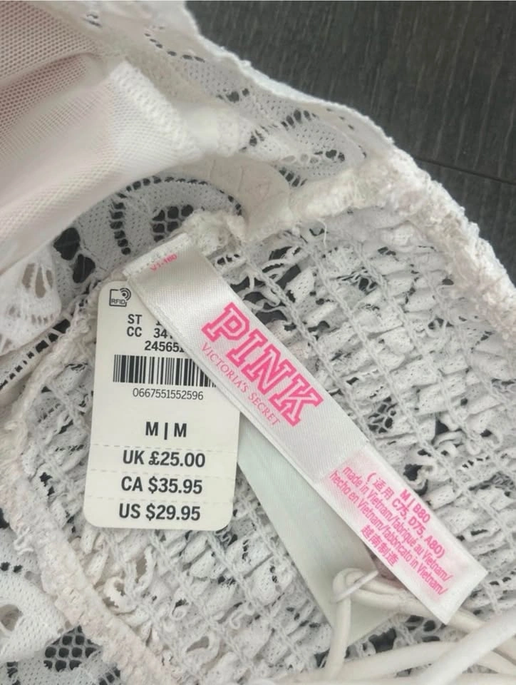 NTW PINK Victoria's Secret Cream Lace Strappy Bralette M - photo 3