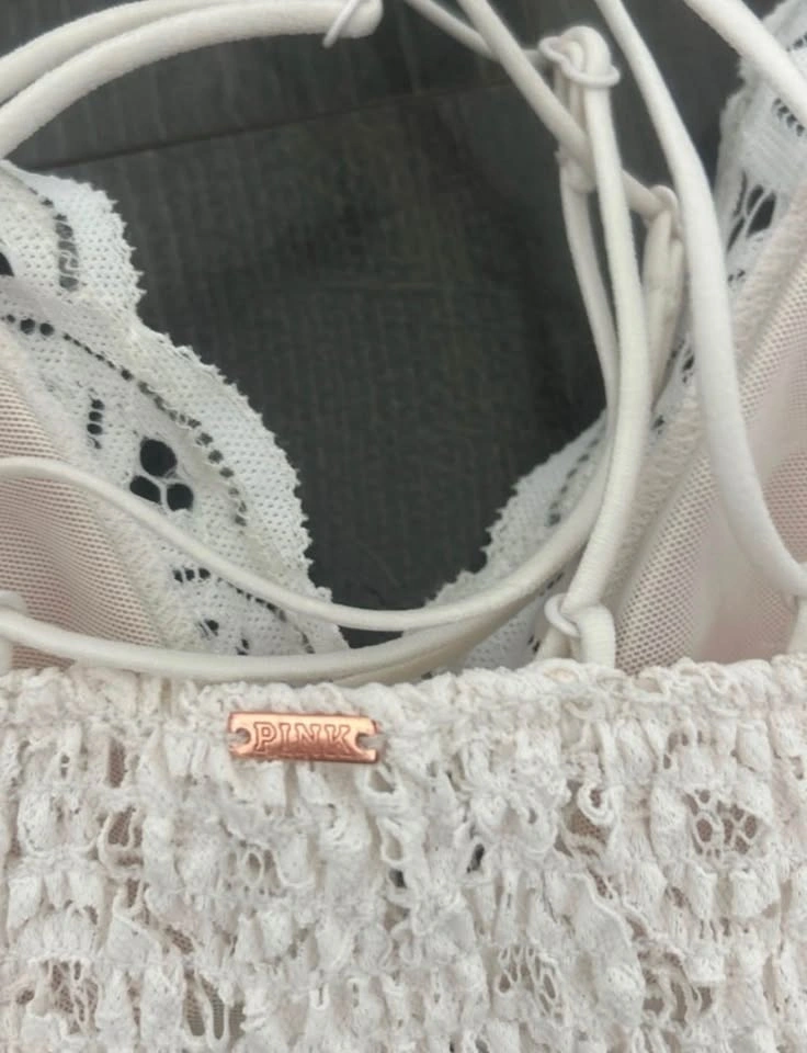 NTW PINK Victoria's Secret Cream Lace Strappy Bralette M - photo 4
