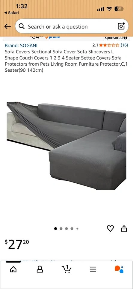A set of grey sofa covers for a big sectional