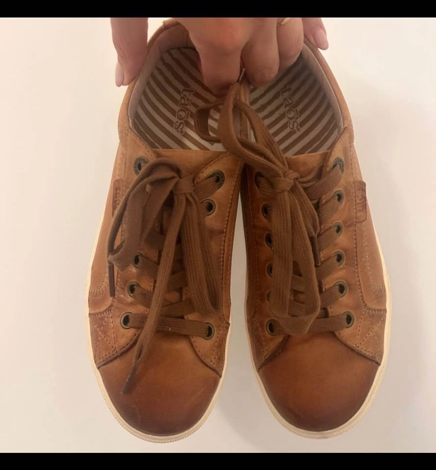 Taos Plim Soul Lux Brown Leather Lace-Up Sneakers size 8 - photo 5