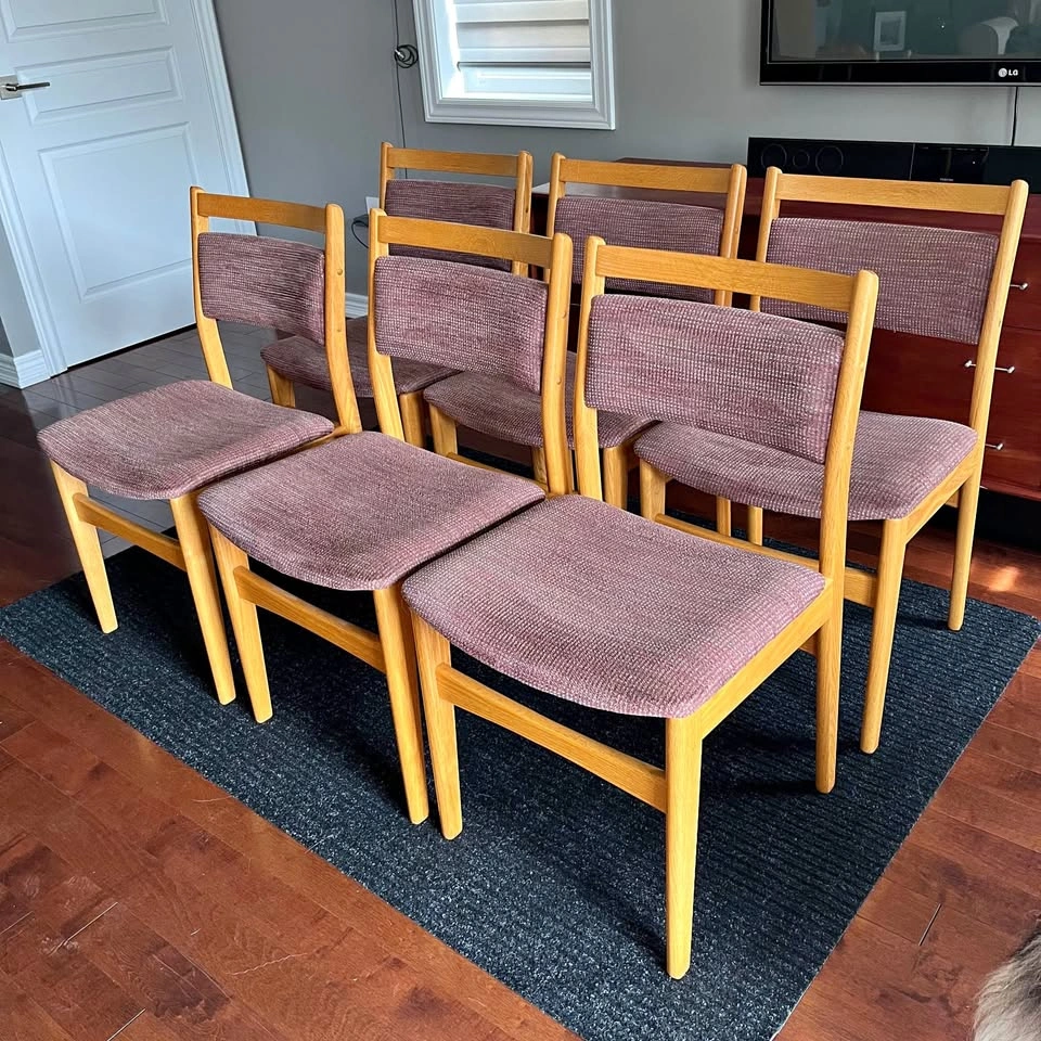 Set of 6 Mid-Century Modern Oak Dining Chairs