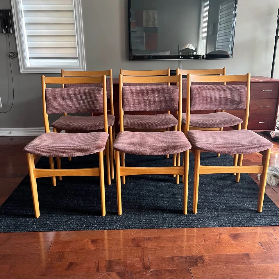 Set of 6 Mid-Century Modern Oak Dining Chairs - photo 2