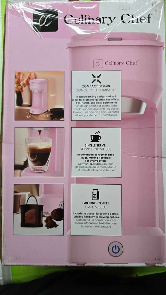CHULUX Slim Single Serve Coffee Maker for K Cup Pod, Pink - photo 3