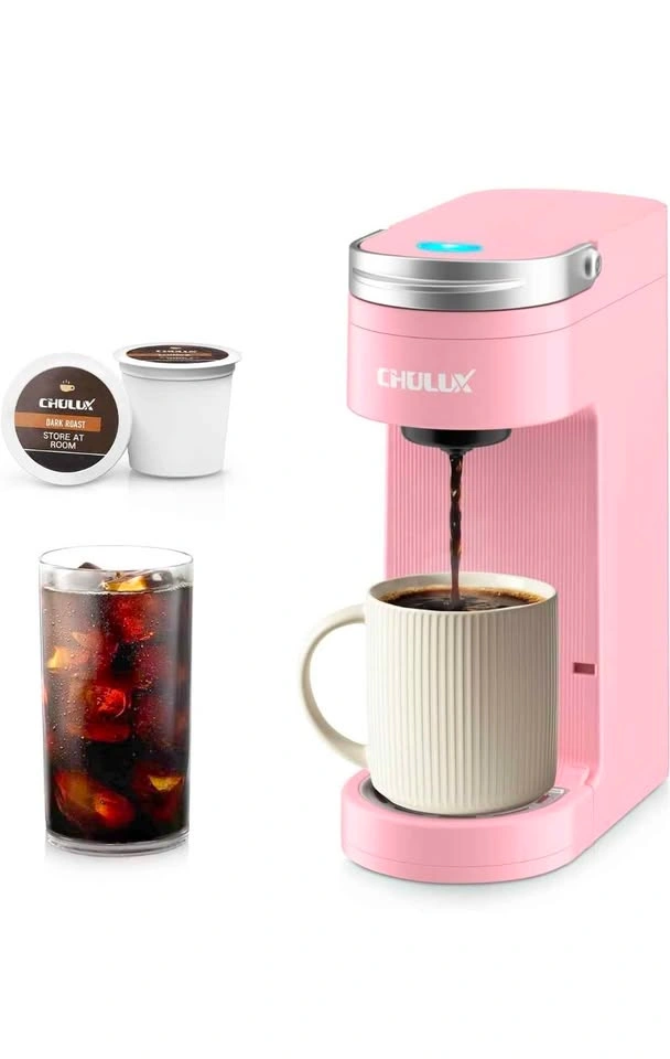 CHULUX Slim Single Serve Coffee Maker for K Cup Pod, Pink - photo 4