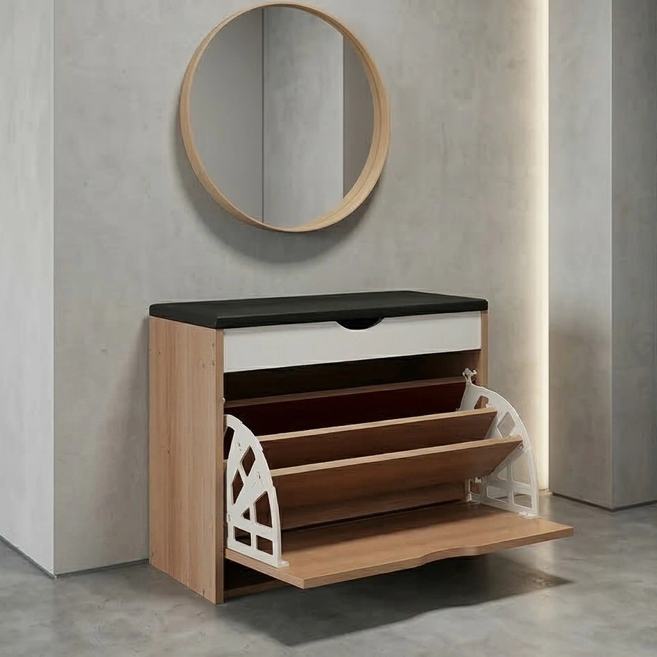 Modern Shoe Organizer Bench with Comfortable Cushion - photo 2