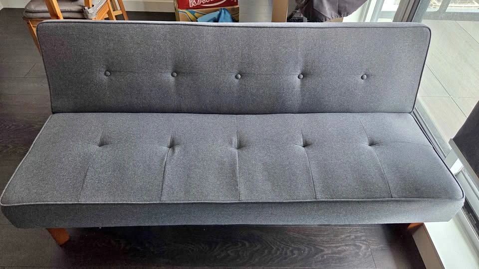 Grey Fabric Futon Sofa Bed