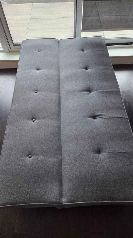 Grey Fabric Futon Sofa Bed - photo 2
