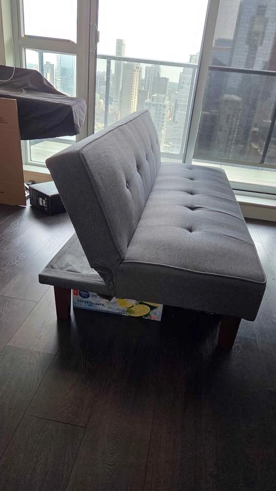 Grey Fabric Futon Sofa Bed - photo 3