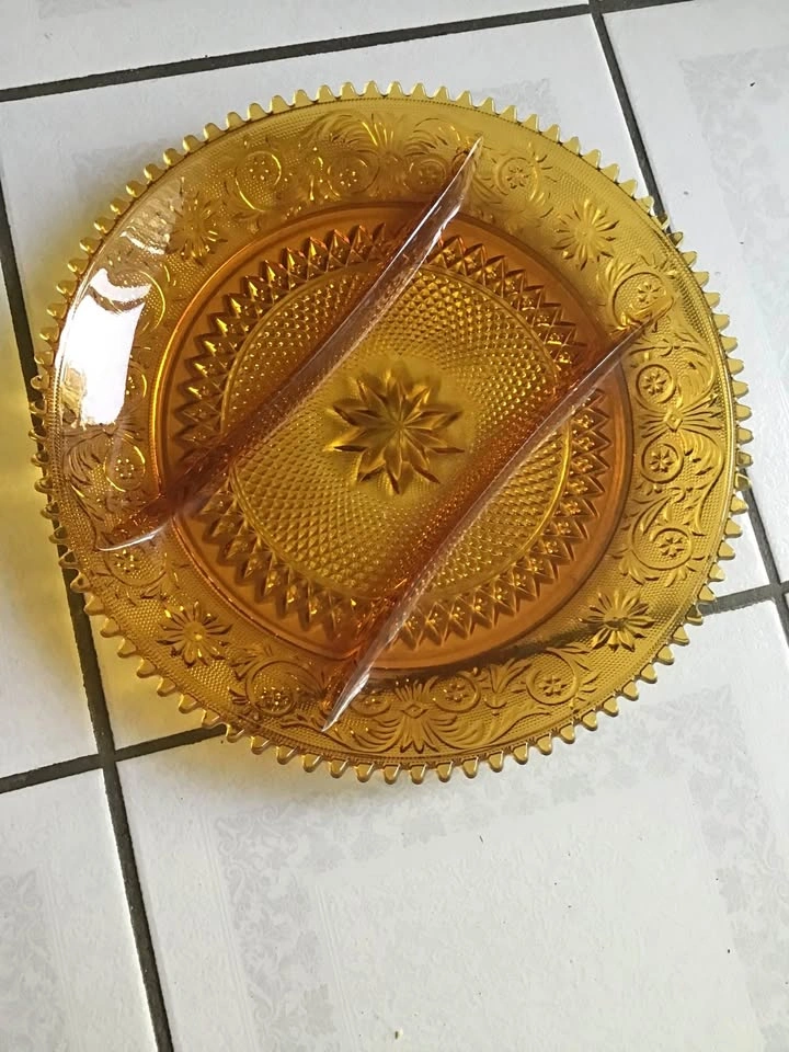 Divided serving dish - amber tiara