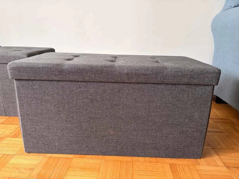 Dark Grey Fabric Storage Ottomans Set - photo 4