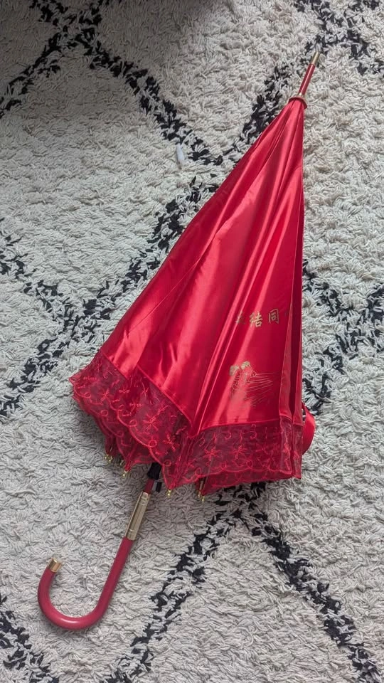 Red umbrella for tea ceremony