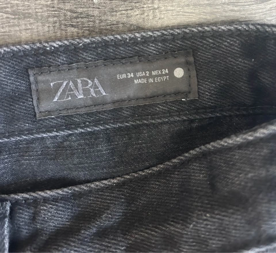 Zara Black Washed Barrel Wide Leg Denim Jeans Size US 2 - photo 3