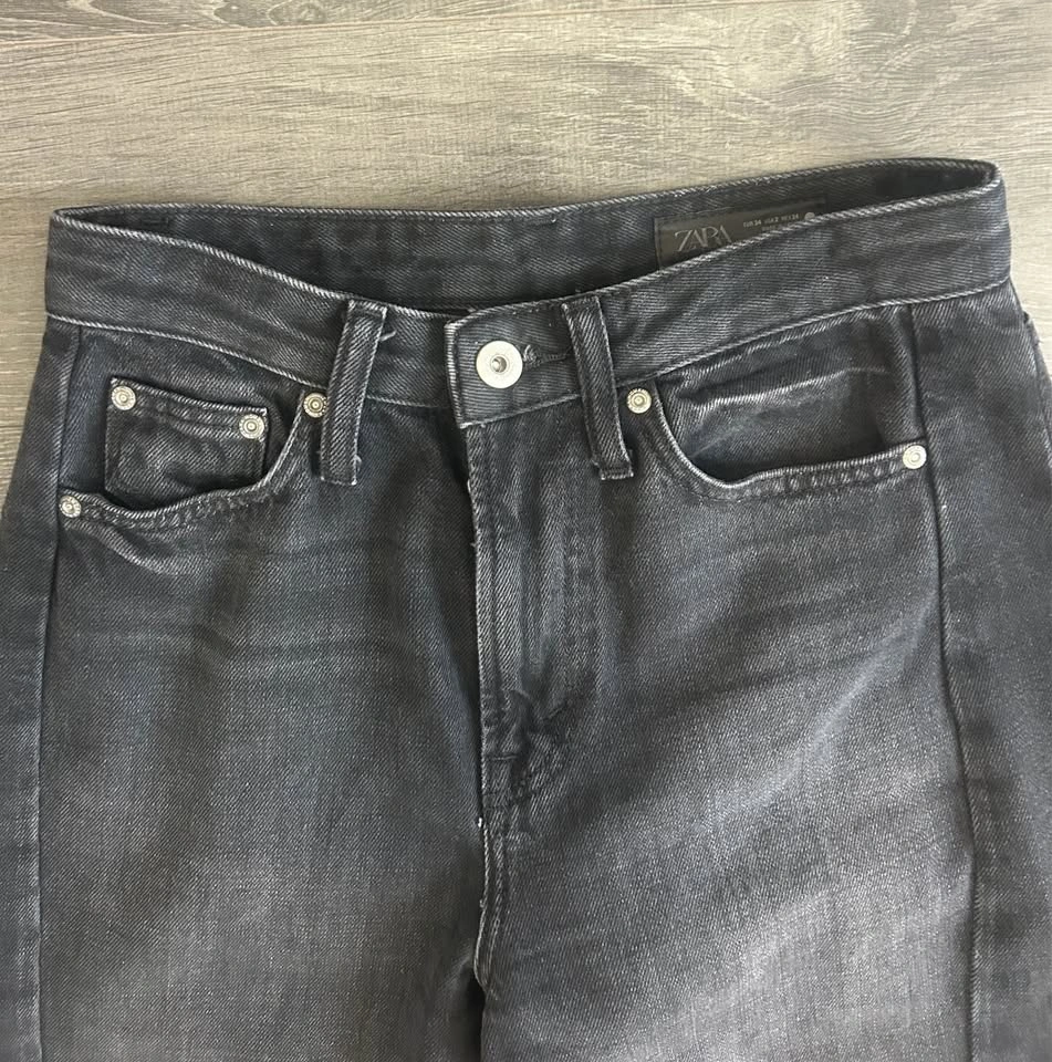 Zara Black Washed Barrel Wide Leg Denim Jeans Size US 2 - photo 4