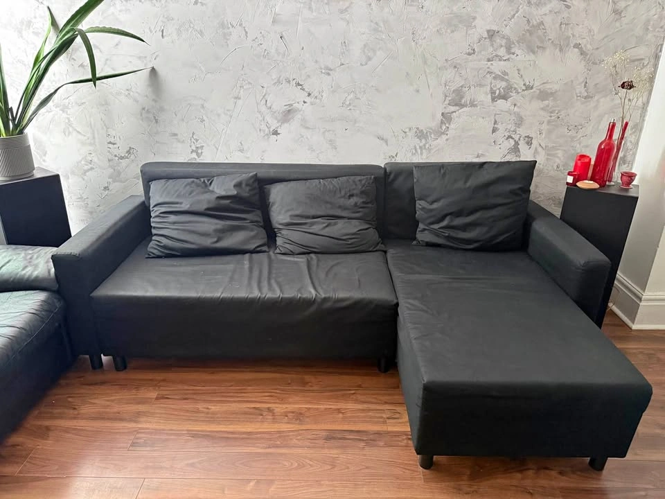 Black Sectional Sofa Bed with Storage