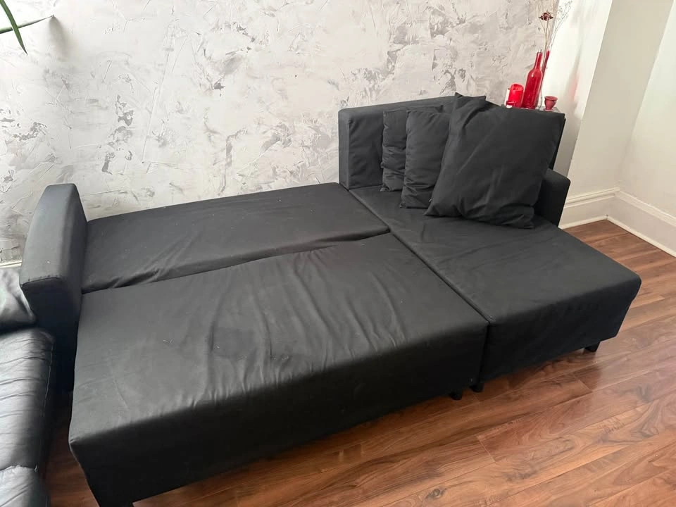 Black Sectional Sofa Bed with Storage - photo 2