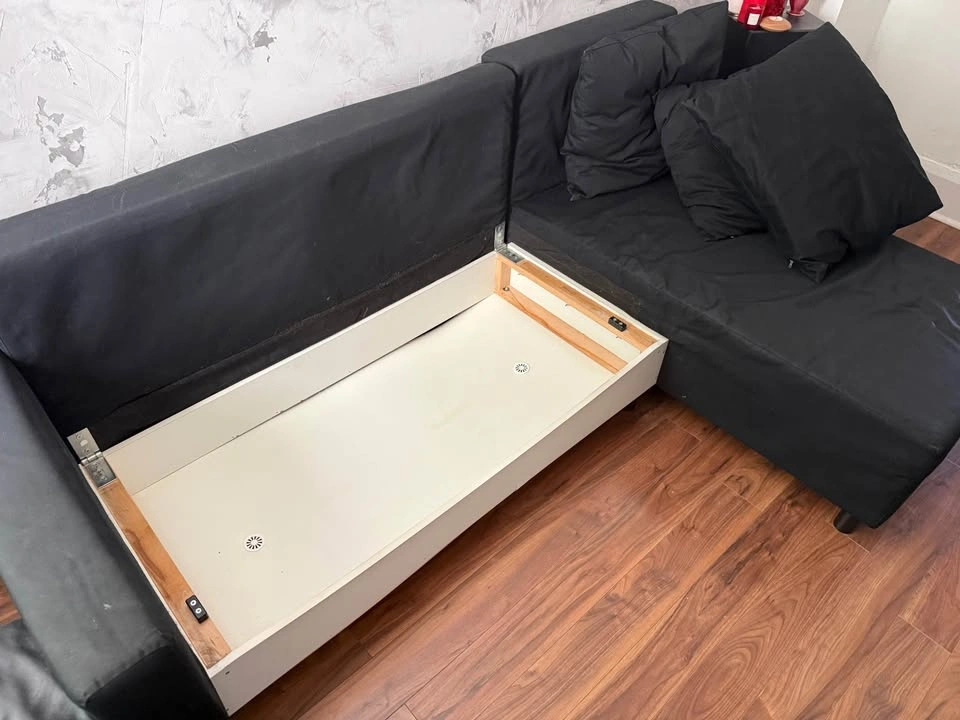 Black Sectional Sofa Bed with Storage - photo 3
