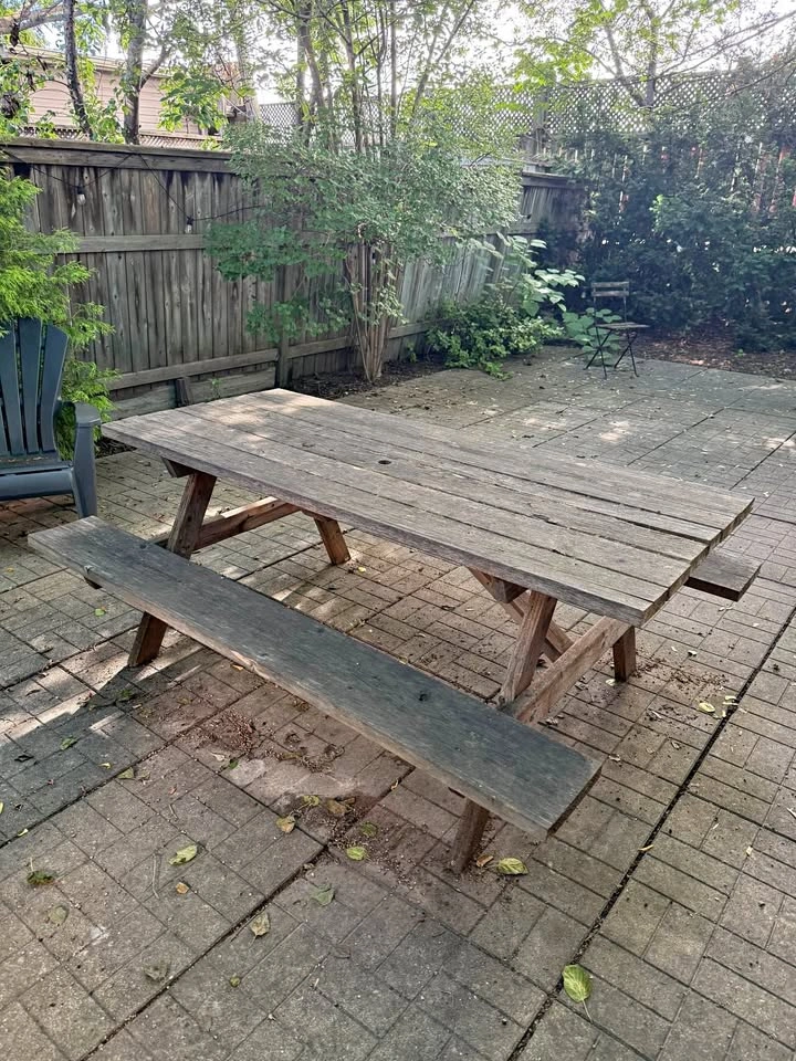 Solid Wood Picnic Table with Benches – Seats 6