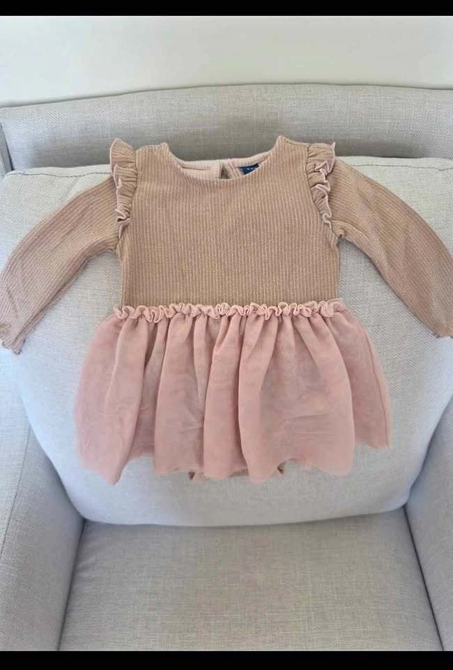 Pink Ribbed Tutu Dress Size 3/6 months