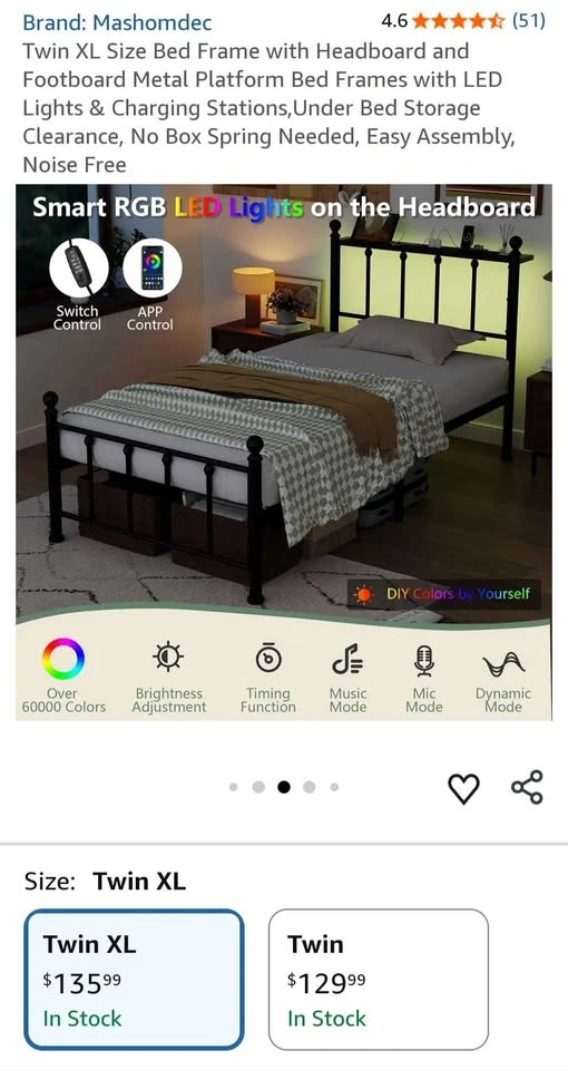NEW Twin XL Metal Bed Frame w/ Headboard - photo 5