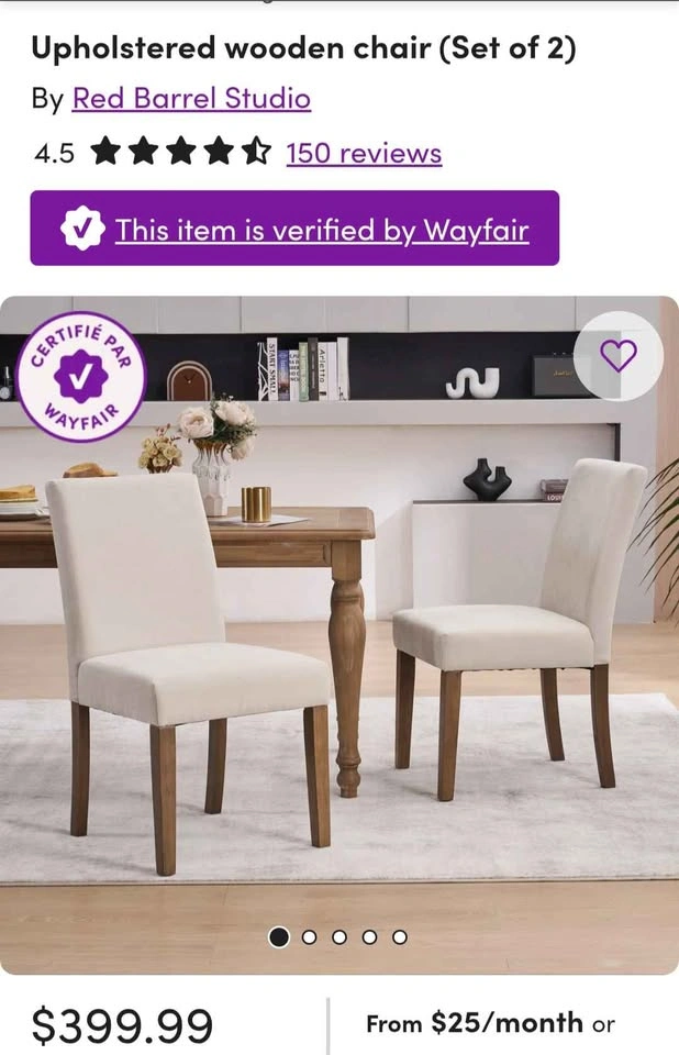 NEW Beige Solid Wood Dining Chairs (Set of 4) - photo 2