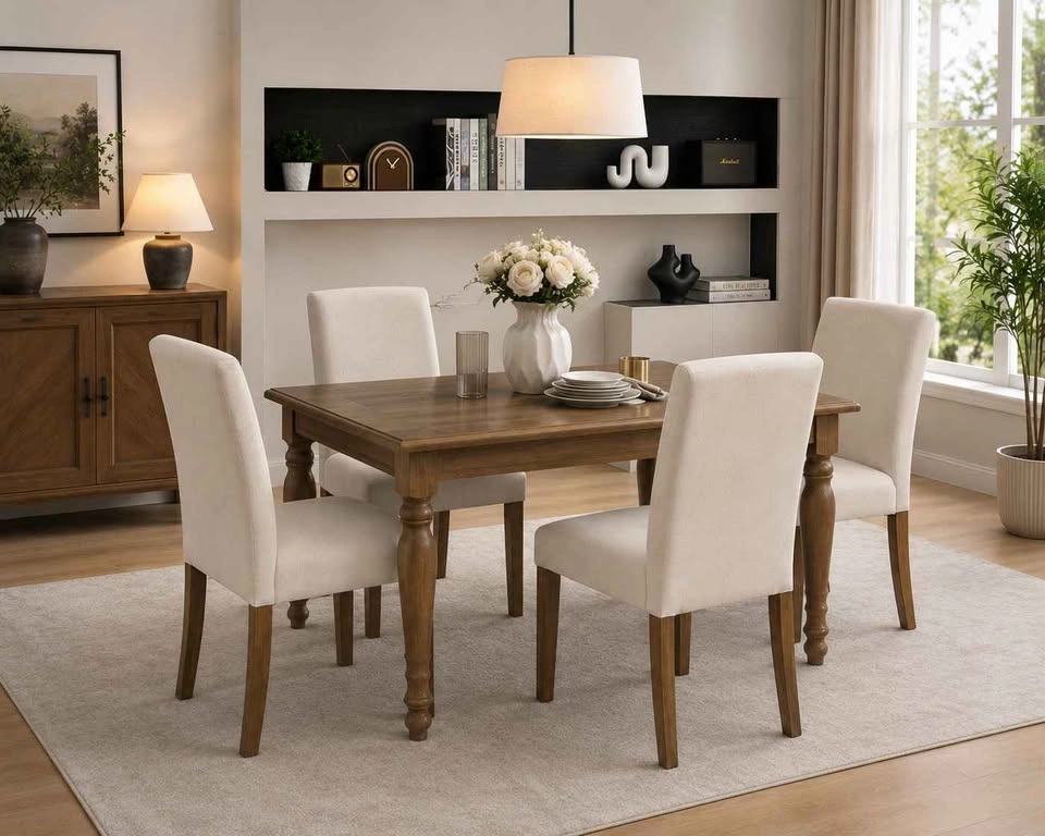 NEW Beige Solid Wood Dining Chairs (Set of 4) - photo 3