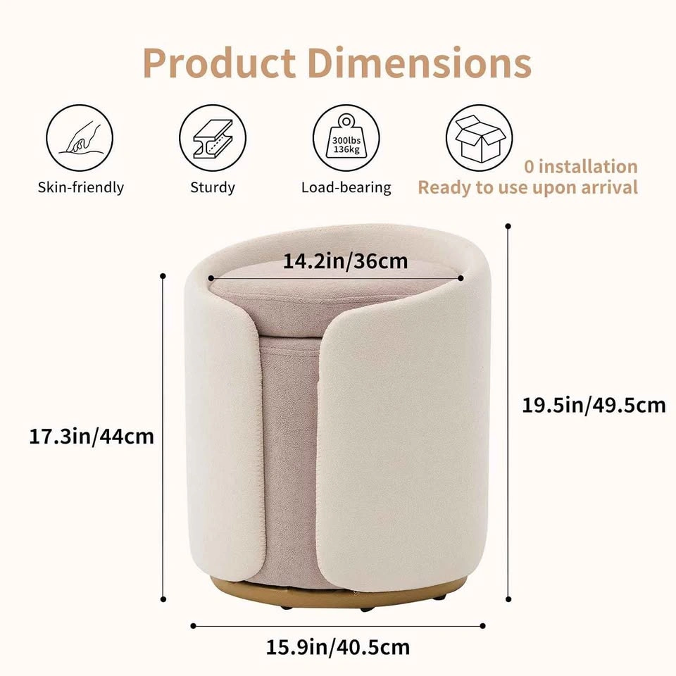 NEW Modern Swivel Storage Ottoman Stool - photo 3