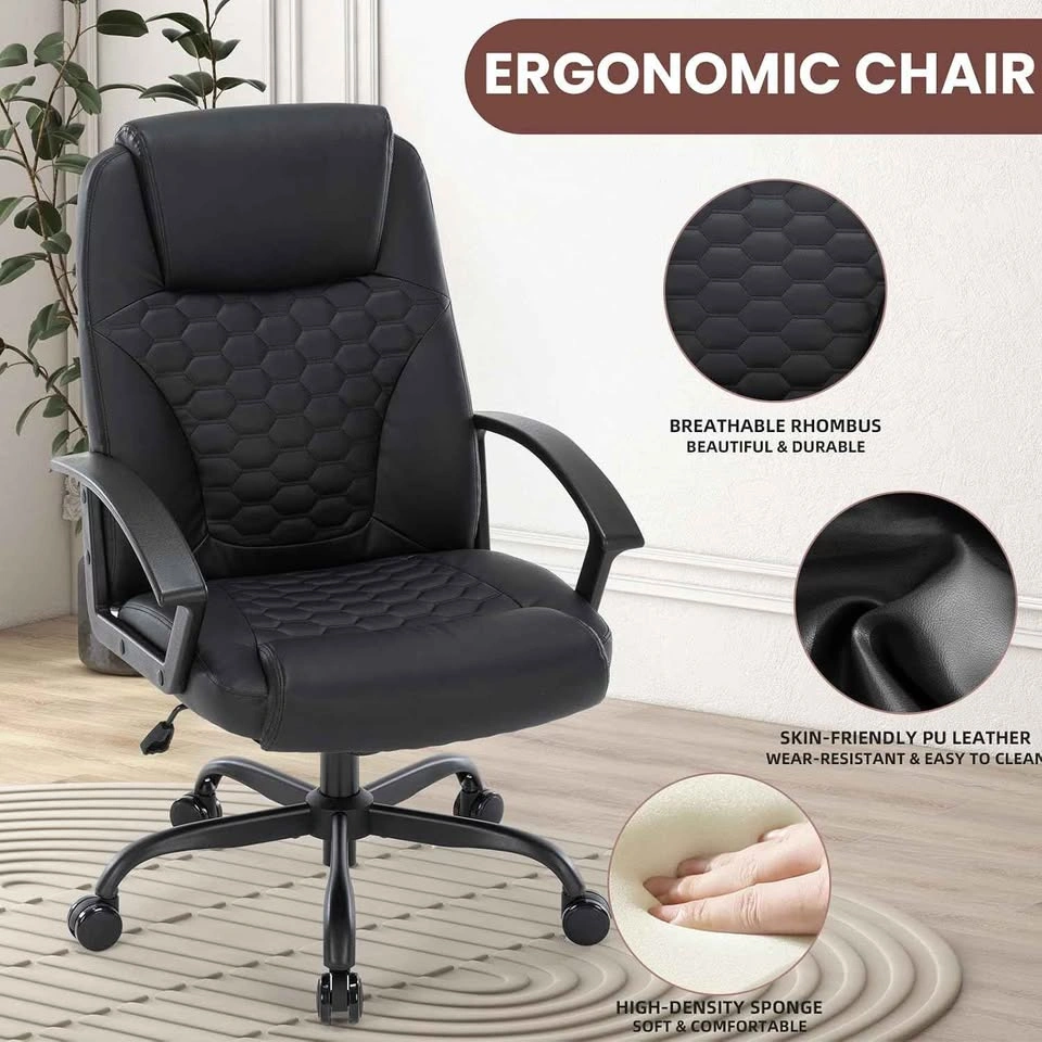 NEW Ergonomic Black PU Leather Office Chair - photo 5