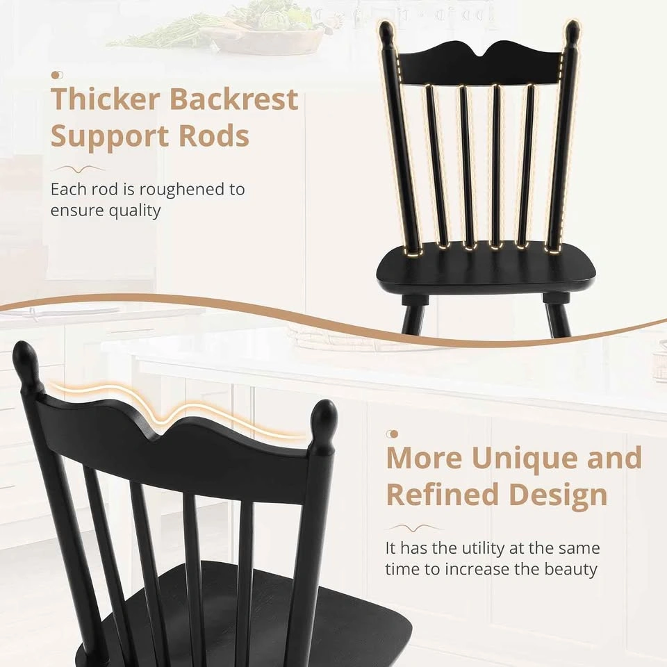 NEW Black Solid Hardwood Dining Chairs - photo 3
