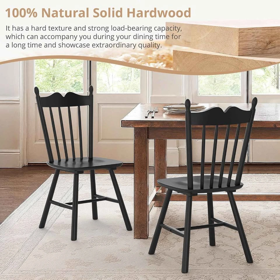 NEW Black Solid Hardwood Dining Chairs - photo 4