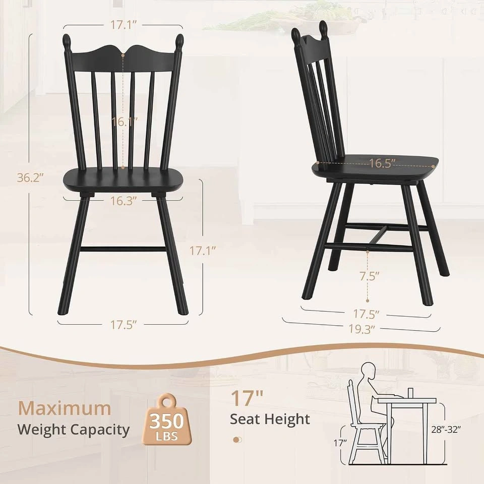 NEW Black Solid Hardwood Dining Chairs - photo 5