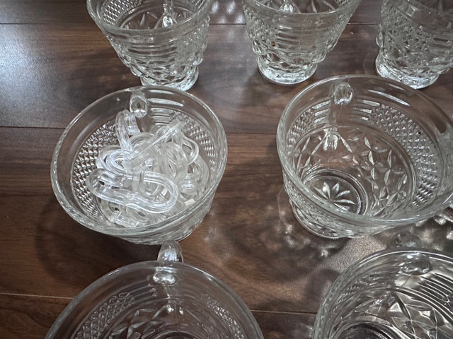 Vintage Anchor Hocking Wexford Glass Punch Bowl + Cups + Ladle - photo 2