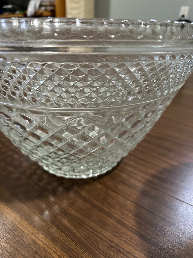 Vintage Anchor Hocking Wexford Glass Punch Bowl + Cups + Ladle - photo 5