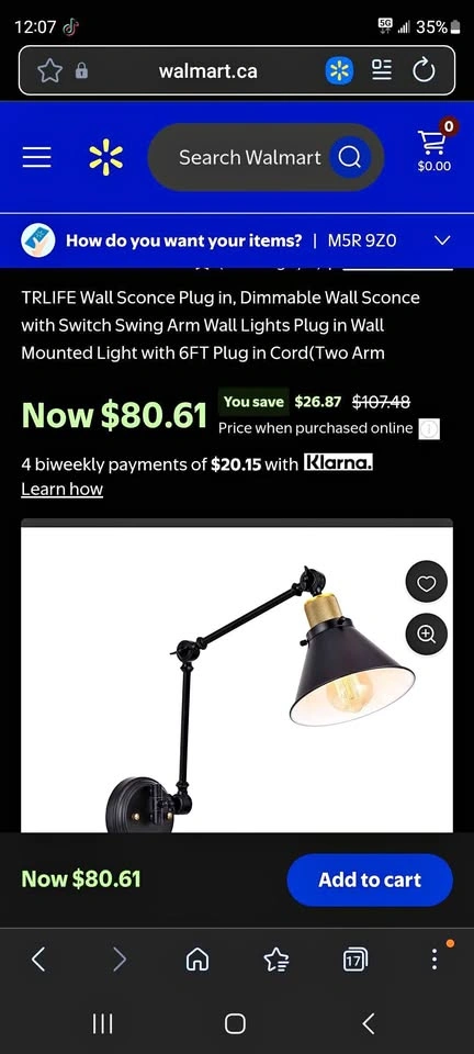 TRLIFE Dimmable Plug-in Wall Sconce with Swing Arm