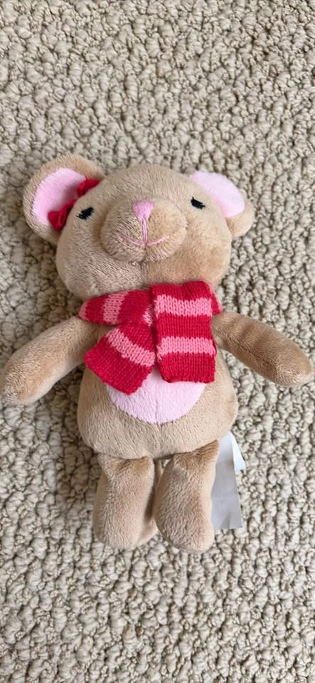 Gymboree Mouse Plush Rattle Snow Cozy Tan Pink Small 7"