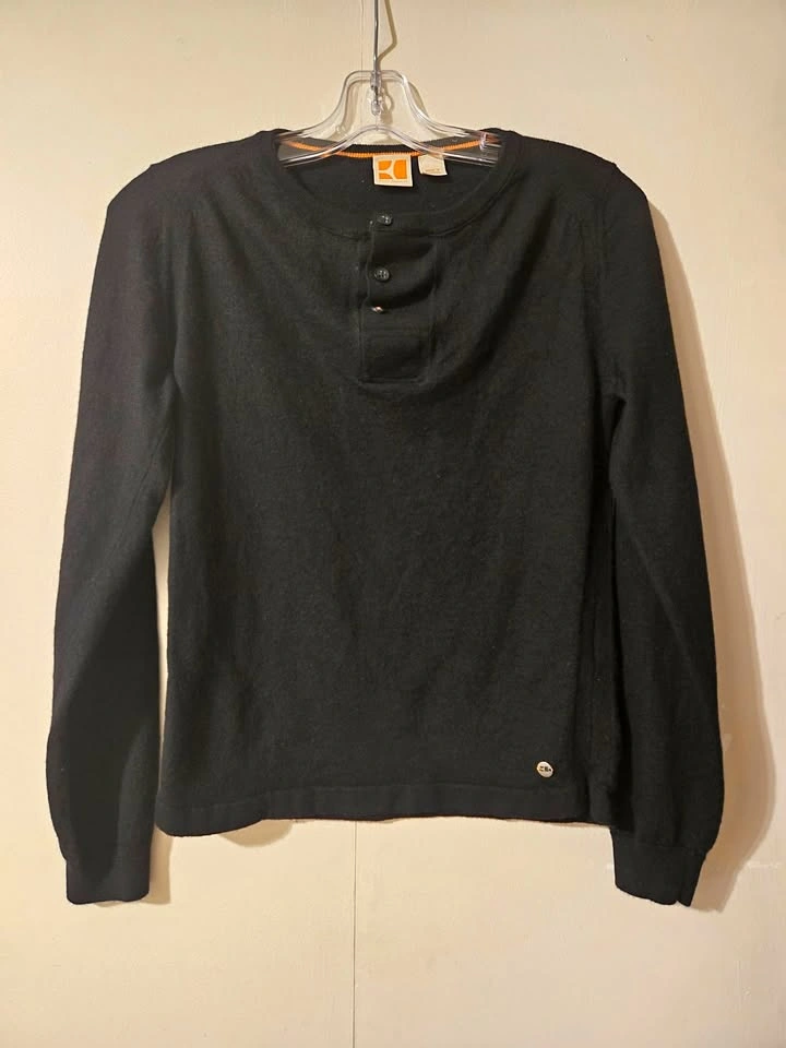 Boss Orange 100% Virgin Wool Black Henley