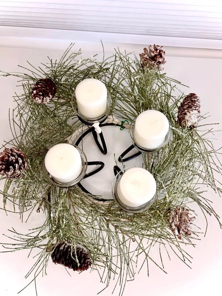 Christmas Wreath Candle Centerpiece with 4 Votive Holders - photo 2