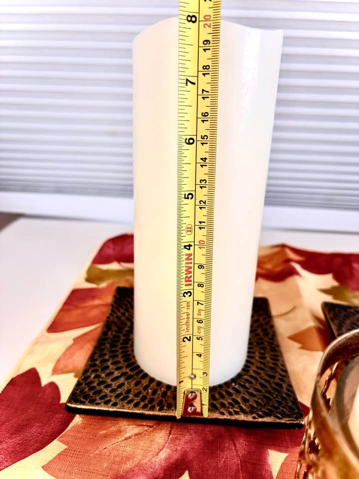 LED Pillar Candles with Decorative Holder and Autumn Leaf scarf - photo 4
