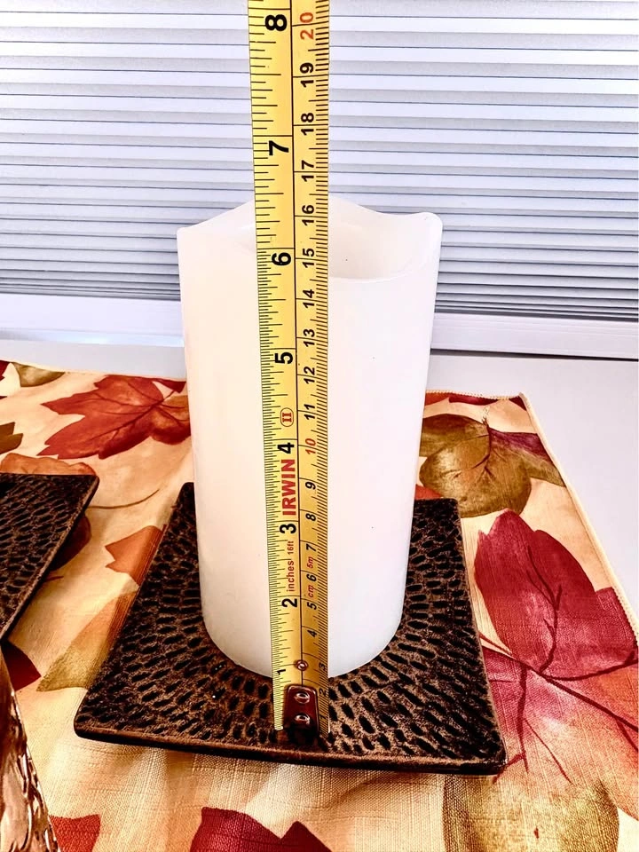 LED Pillar Candles with Decorative Holder and Autumn Leaf scarf - photo 5