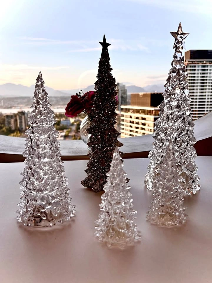 Set of 5 Glass and Glitter Christmas Tree Decorations